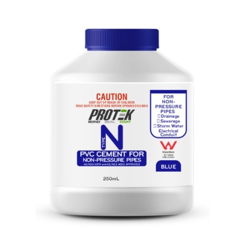 Protek 250ml Type N Blue PVC Cement For Non Pressure Pipes - 4750115
