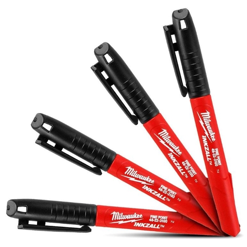 Milwaukee 48223104 4-Pack INKZALL Black Fine Point Markers Pens