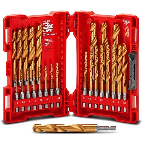 Milwaukee 48894861 25pce SHOCKWAVE RED HELIX Metric Titanium Drill Bit Set