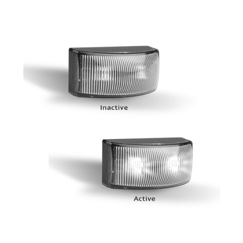 Pkt 2 Led Front End Outlne Marker Lamp White 12/24V Black Base 3M