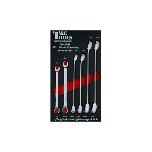 No.5068 - 6Pc. Metric Flare Nut Wrench Set 8-19mm in EVA form