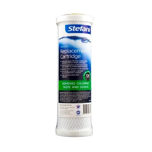 Stefani 0.6 Micron Extra Long Life Universal Carbon Block Cartridge - 250mm