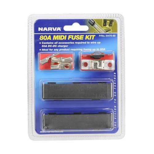 Narva 80A Midi Fuse Kit - Suits 50A DCDC Chargers - 54470-80BL