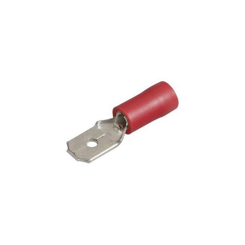 Narva Crimp Terminal Male Blade Red Terminal Entry 6.3 x 0.8mm Vinyl 100 Pce