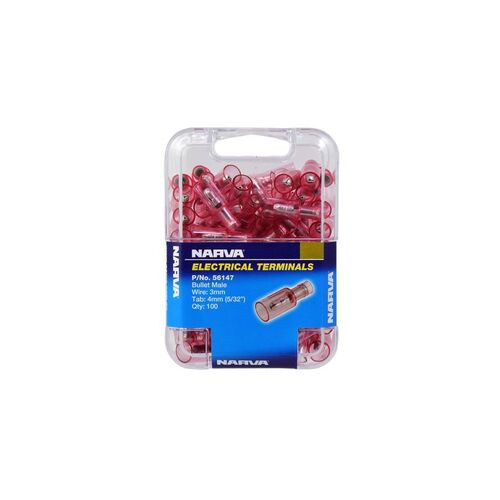 Crimp Terminal Male Bullet Red Terminal Entry 4mm Polycarbonate 100 Pce