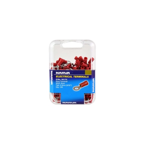 Narva Crimp Terminal Ring Red Terminal Entry 4.3mm Vinyl 100 Pce