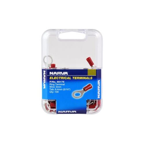 Narva Crimp Terminal Ring Red Terminal Entry 8.4mm Vinyl 100 Pce