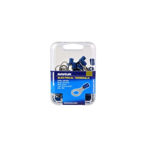 Narva Crimp Terminal Ring Blue Terminal Entry 9.5mm Vinyl 100 Pce