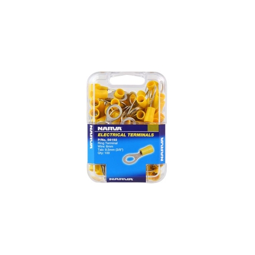 Narva Crimp Terminal Ring Yellow Terminal Entry 9.5mm Vinyl 100 Pce