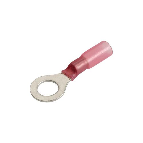 6.3Mm Adhesive Lined Ring Terminal Red (50 Pack)