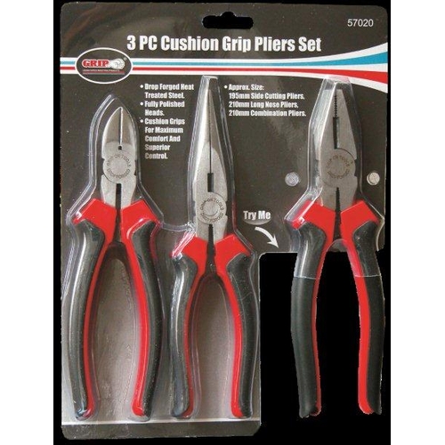 3 Pc Cushion Grip Pliers Set - 57020