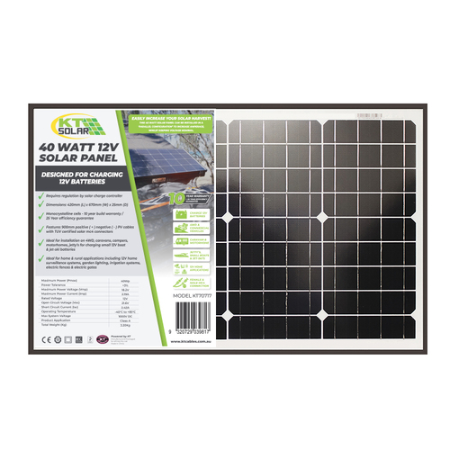 KT Cables 12V 40W Solar Panel