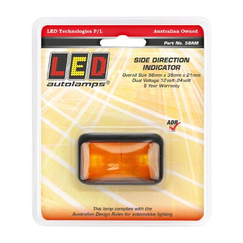 Led Side Direction Indicator Lamp 12/24V Black Housing 40Cm Cable