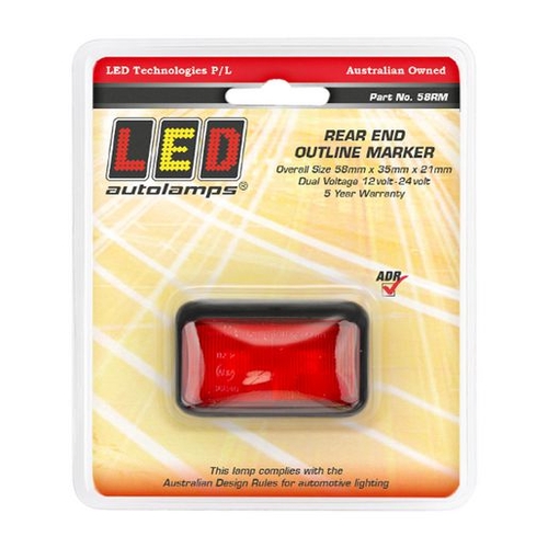 Led Rear Position Marker Lamp 12/24V Black Housing 40Cm Cable