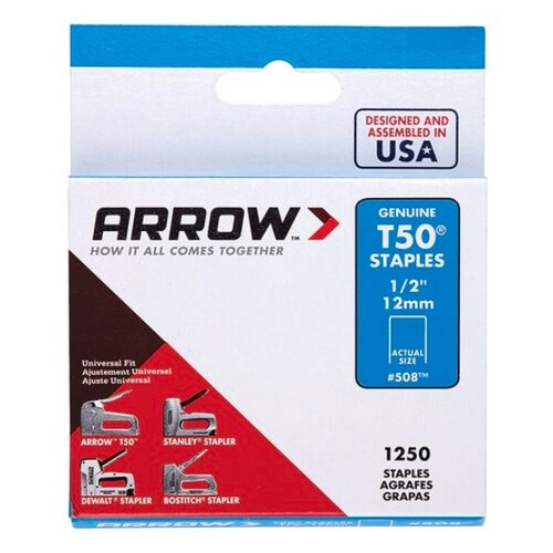 Arrow 12mm T50 Staples - 1250 Pack