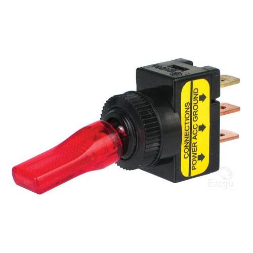 Narva Toggle Switch Off/On SPST Red LED (Contacts Rated 20A  12V) BL Pk 1
