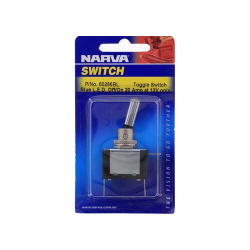 Narva Toggle Switch Off/On SPST Blue LED (Contacts Rated 20A  12V) BL Pk 1