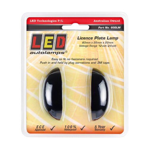 Led Licence Plate Lamp 12/24V Pushing Black Housing 100Mm