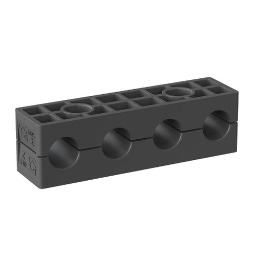 STAUFF Multi-Line Clamp Clamp Body Size 3 for 4 Lines 25 mm Diameter 2 Bolt Holes Polypropylene (black) Smooth Inside Surface with Tension Clearance -