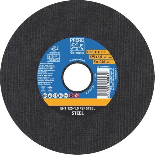 Ultra Thin Flat Cut-Off Wheel Gp - Steel Eht 125-1.0 A 60 P Psf