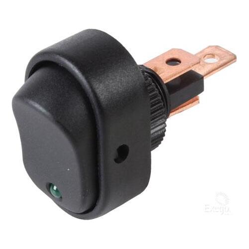 Narva Rocker Switch Off/On SPST Green LED (Contacts Rated 30A  12V) BL Pk 1
