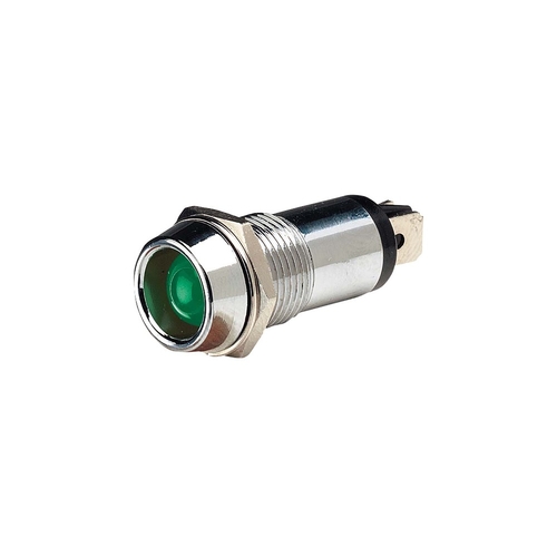 24 Volt Chrome Pilot Lamp with Green LED BL Pk 1