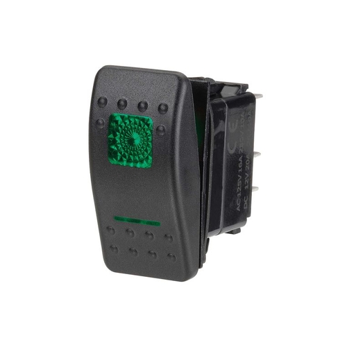 12 Volt Illuminated Off/On Sealed Rocker Switch (Green)