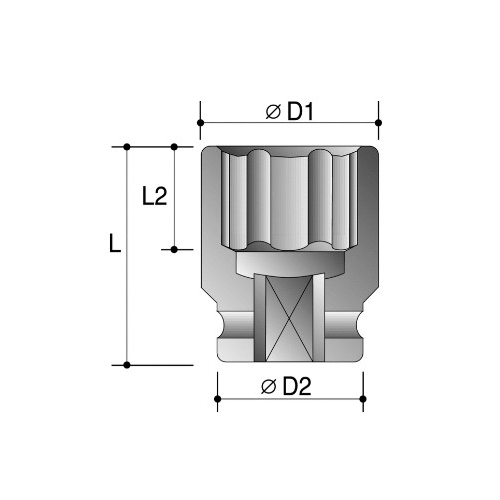 1-3/16" x 1/2" Drive 12-Point Imperial Standard Impact Socket - 63820106