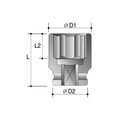 11/16" x 3/4" Drive 12-Point Imperial Standard Impact Socket - 65840022