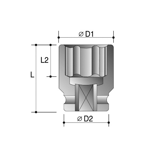 13/16" x 3/4" Drive 12-Point Imperial Standard Impact Socket - 65840026