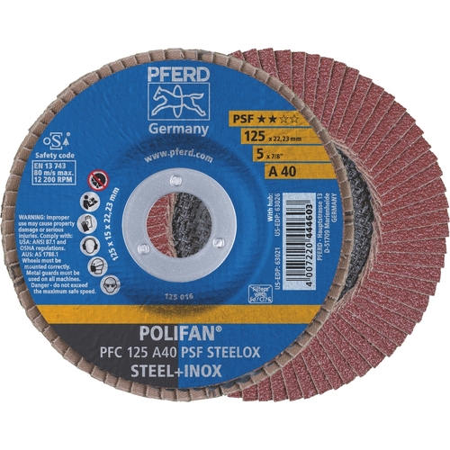 Polifan Flap Disc Gp Aluminium Oxide - Steel 125Mm 40 Grit