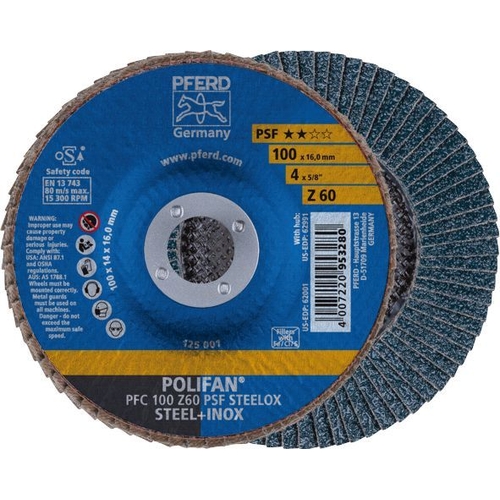 100Mm X 60 Grit Polifan Flap Disc Gp Zirconia