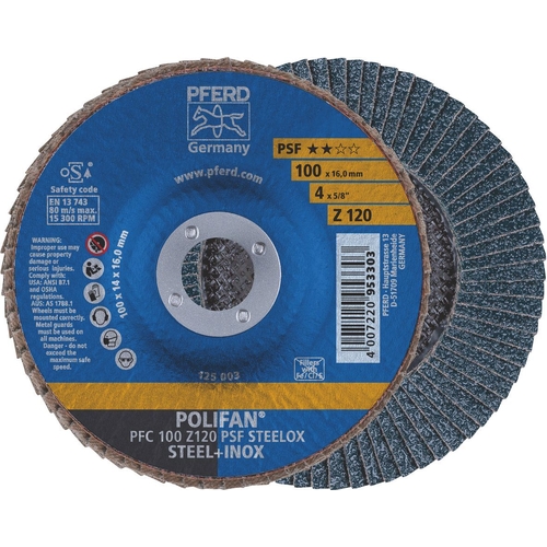100Mm X 120 Grit Polifan Flap Disc Gp Zirconia