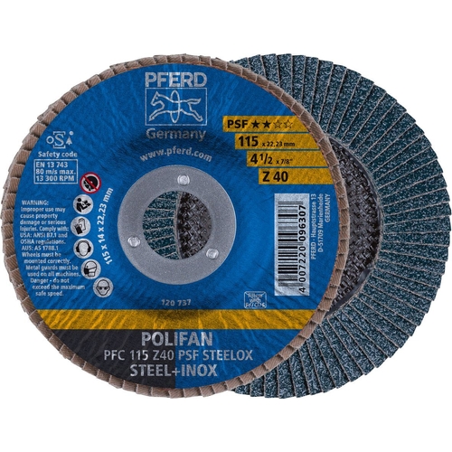 115Mm X 40 Grit Polifan Flap Disc Gp Zirconia