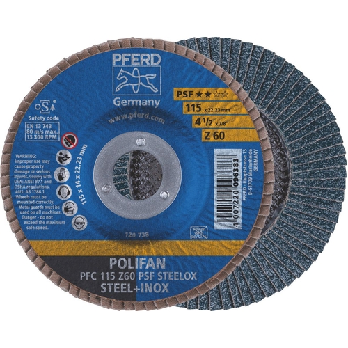 115Mm X 60 Grit Polifan Flap Disc Gp Zirconia