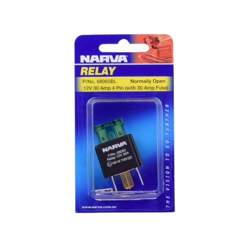 Narva 12V 30Amp Relay 4 Pin W/Fuse Bl(1) - 68060BL