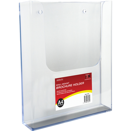 Deflecto Brochure Holder Wall Mount Standard Flat A4 Clear