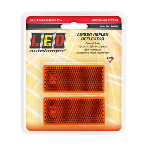 Amber Relector Self Self Adhesive 70Mmx30Mmx6Mm Twin Pack