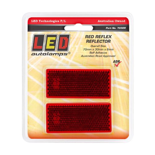 Red Reflex Reflector Self Adhesive 70Mmx30Mmx6Mm Twin Pack
