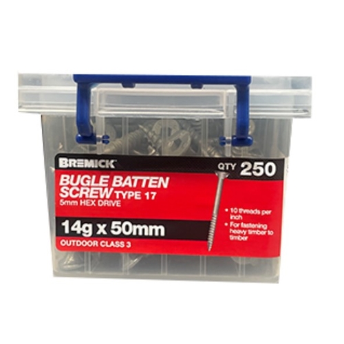 Bugle Batten Screw 14 x 50mm Gal Screws Box of 250