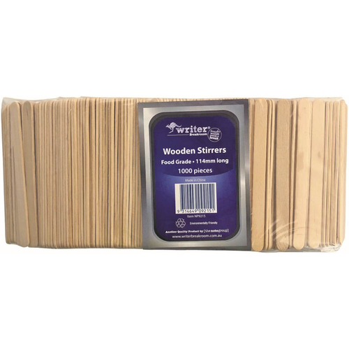 Writer Breakroom Eco Wooden Stirrer 114Mm Natural Pack 1000