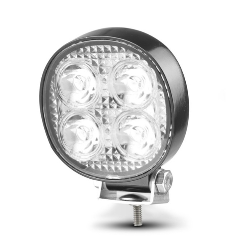 Led Round Worklamp Flood Beam 9 - 30V 12W 4 Led'S Black Housing