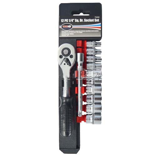 12 Pc 1/4'' Sq. Dr. Socket Set With Ratchet