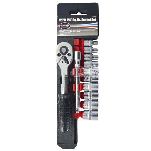 12 Pc 1/4" Sq. Dr. Socket Set With Ratchet