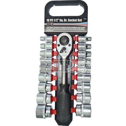 19 Pc 1/2'' Sq. Dr. Socket Set With Ratchet