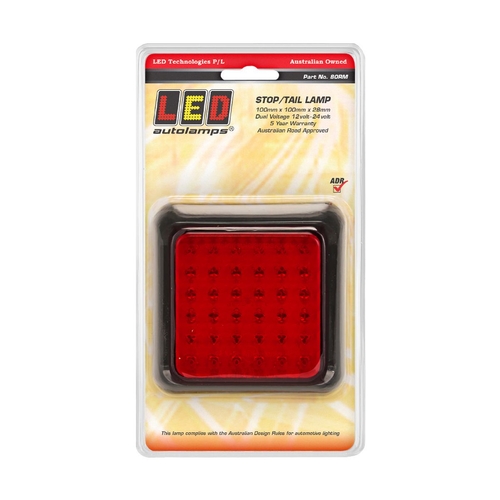Led Stop/Tail Lamp 12/24V 40Cm Cable 100Mm X 100Mm X 28Mm - 80RM