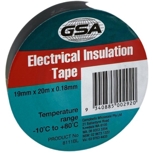 Black Electrical Tape 0.18MM - 19MM X 20MTR - 8111BL