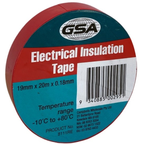 Red Electrical Tape 0.18MM - 19MM X 20MTR - 8111RD
