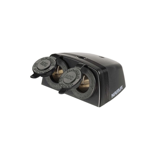 Narva Heavy Duty Twin Surface Mount Accessory Sockets - Black