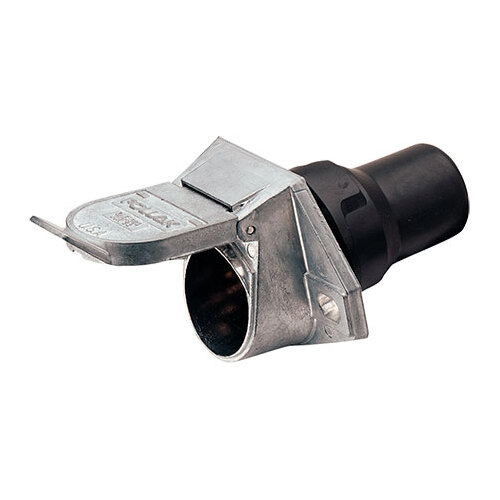 7 Pin Heavy-Duty Round Metal Trailer Socket with Rubber Boot